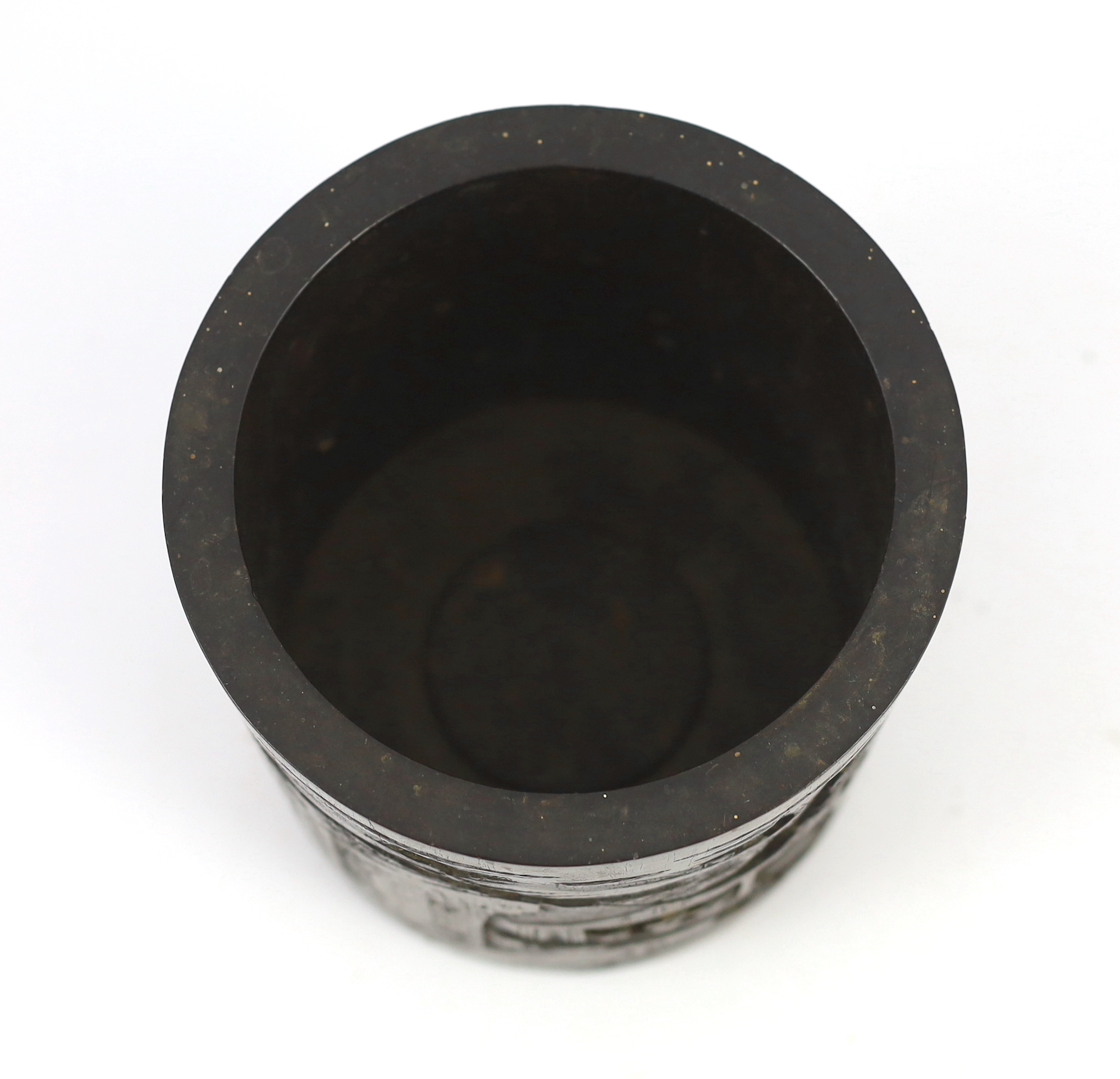 A Chinese hardwood brushpot, bitong, 19th century, possibly zitan